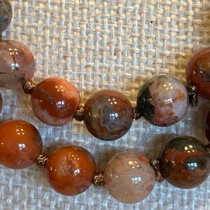 RED “CRAZY LACE” AGATE KNOTTED